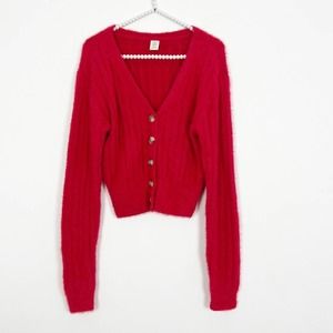 Urban Outfitters Mohair Cardigan Sweater Red Size XS